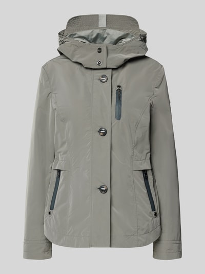 Produktfoto, Jacke mit Kapuze und Eingrifftaschen van Gil Bret in regular fit, knoopsluiting, ritszakken, weather protection, lichtgrijs, gladde textuur