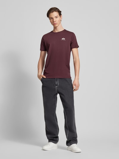 Alpha Industries T-shirt met labelprint, model 'BASIC' Bordeaux - 1