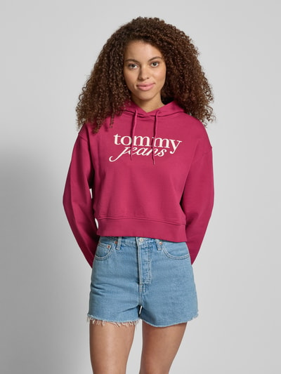 Tommy Jeans Cropped Hoodie mit Label-Print Bordeaux 4