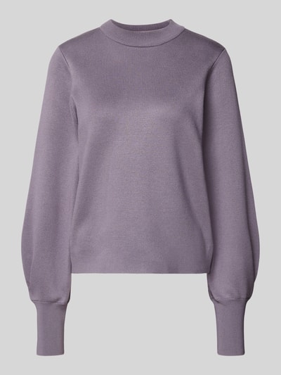 Jake*s Collection Sweter z dzianiny z prążkowanymi wykończeniami Lawendowy 2