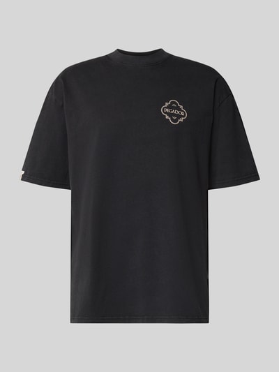 Produktfoto, Oversized Herren T-Shirt Modell 'Paide' von Pegador aus Reine Baumwolle mit Label-Print und Rundhalsausschnitt, schwarze Farbe