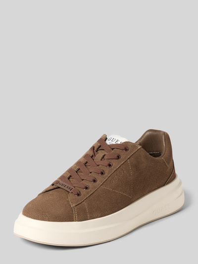 GUESS Sneaker aus Rindsvelours mit Plateau-Sohle Mittelbraun 1