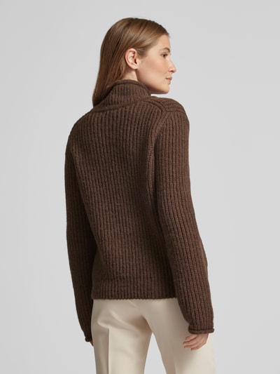 Marc Cain Gebreide pullover met opstaande kraag Donkerbruin - 5