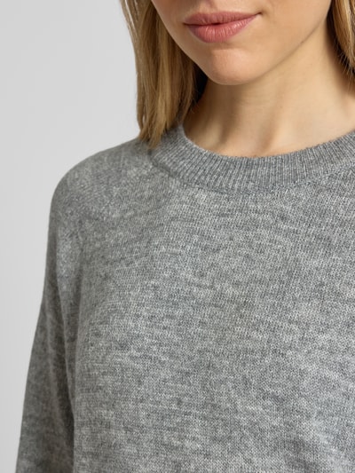 s.Oliver RED LABEL Sweter o kroju regular fit z dzianiny z dodatkiem wełny z alpaki Jasnoszary melanż 3