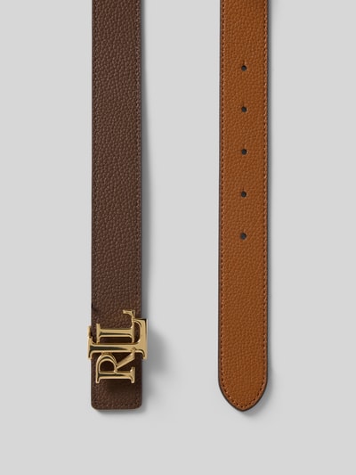 Produktfoto, Gürtel aus Rindsleder mit Wendefunktion von Lauren Ralph Lauren, klassisch geformt, Label-Detail, braune Textur, Breite 3 cm