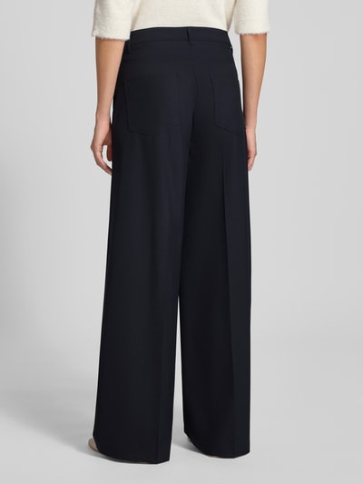 Cambio Straight leg stoffen broek met persplooien, model 'ADRIENNE' Donkerblauw - 5