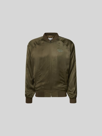 MAISON KITSUNE Bomberjacke mit Label-Stitching Oliv 2