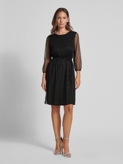 comma Knielanges Kleid mit Ziersteinbesatz Black 1