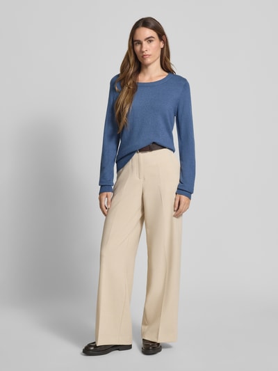 Vila Strickpullover mit gerippten Abschlüssen Rauchblau 1