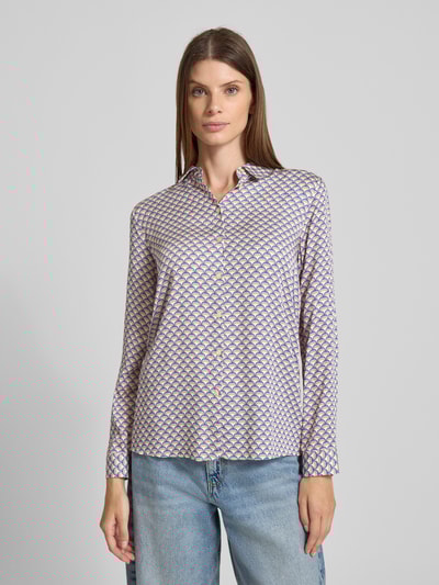 Milano Italy Regular fit overhemdblouse met platte kraag Bleu - 4