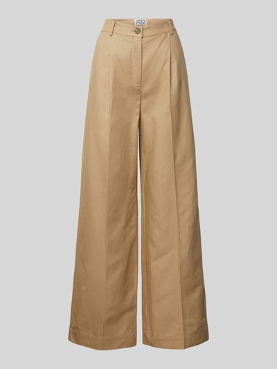 JAKE*S STUDIO WOMAN Wide Leg Bundfaltenhose aus Baumwoll-Leinen-Mix Mud 2