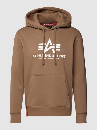 Alpha Industries Bluza z kapturem i nadrukiem z logo model ‘BASIC’ Szarobrązowy 2