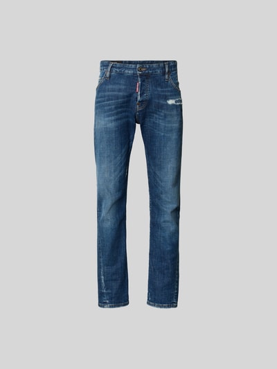 Produktfoto, Slim Fit Jeans aus Baumwoll-Mix von Dsquared2, blaue Waschung, 5-Pocket-Design, Label-Detail, Knopf-Reißverschluss, Herren