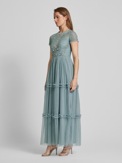 LACE & BEADS Abendkleid mit floraler Stickerei Mint 1