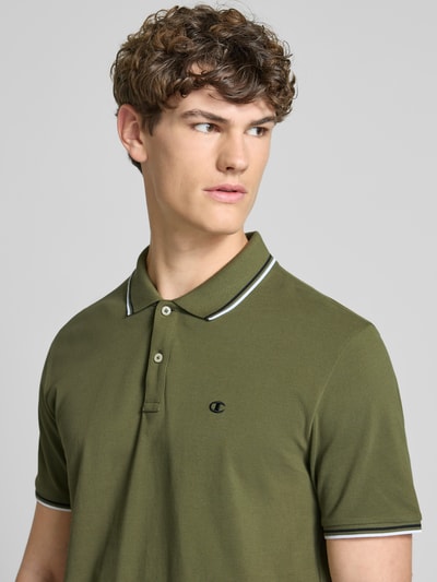 CHAMPION Regular Fit Poloshirt mit Logo-Stitching Oliv 3