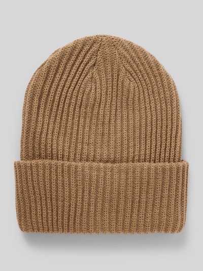 Pieces Beanie aus Rippstrick mit Umschlag Modell  'HEXO' Beige 1