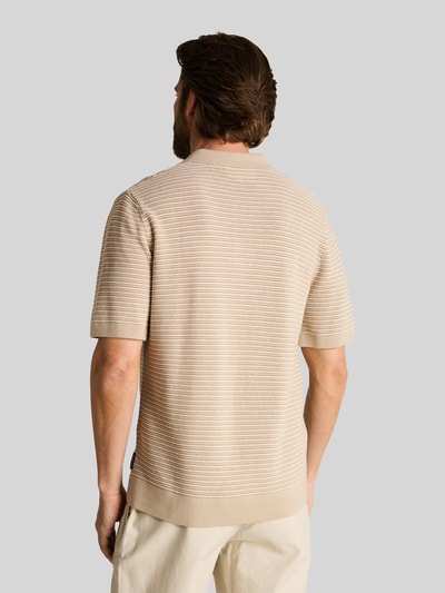 Tom Tailor Regular Fit Poloshirt aus einer Baumwolle in Strickoptik Beige 5