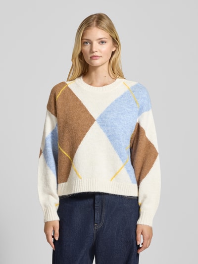 Noisy May Oversized Strickpullover mit gerippten Abschlüssen Modell 'ARMIE' Ecru 4