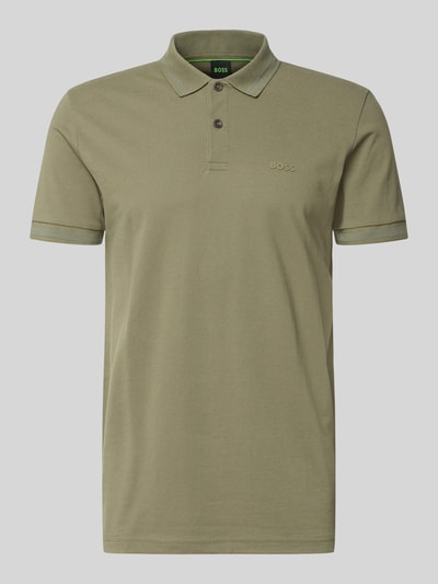 Produktfoto, zielona koszulka polo Regular Fit Poloshirt aus reiner Baumwolle Modell 'PIO 1' od BOSS Green, gładka tekstura