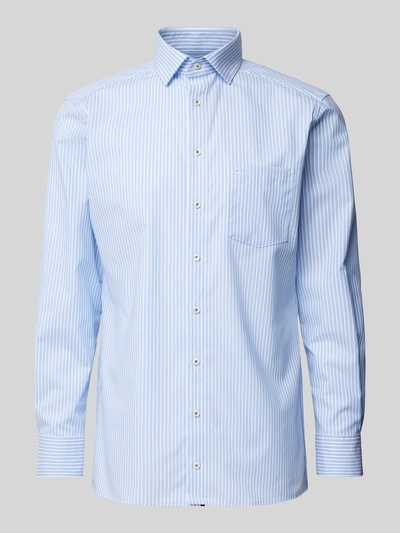 OLYMP Modern fit zakelijk overhemd in design met korte mouwen, model 'Global' Bleu - 2