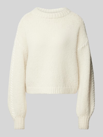 Vero Moda Relaxed Fit Strickpullover mit Kontrast-Detail Modell 'FENG' Beige 1