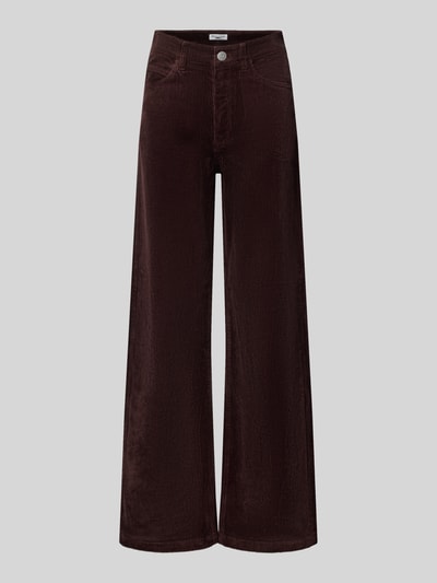 Produktfoto, braune Wide Leg Cordhose aus Baumwoll-Mix Modell 'Tomma' von Marc O'Polo DENIM vor grauem Hintergrund, kräftige Cordstruktur