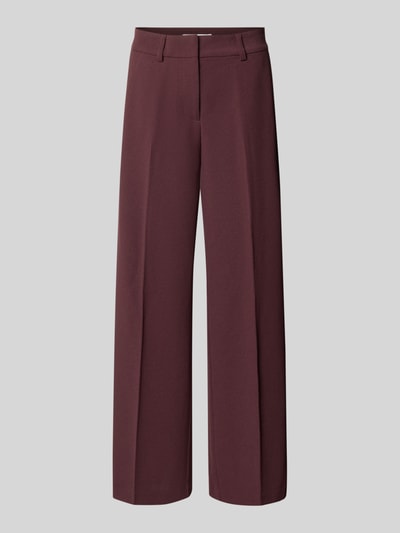Produktfoto, Regular Fit Weite Hose mit Bügelfalten Modell 'KALINA' von ONLY in Dunkelrot, glatte Oberfläche, Damen Weite Hose von ONLY