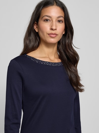 Christian Berg Woman T-Shirt mit Ziersteinbesatz und 3/4-Arm Dunkelblau 3