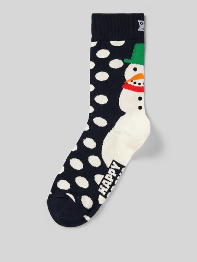 Happy Socks Socken mit Label-Stitching Modell 'Jumbo Snowman' Marine 1