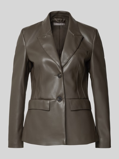 Christian Berg Woman Selection Żakiet o kroju slim fit z imitacji skóry z kieszeniami z patką Ciemnobrązowy 2