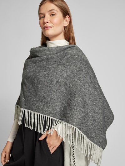 WHITE LABEL Poncho met franjes Zilver - 3