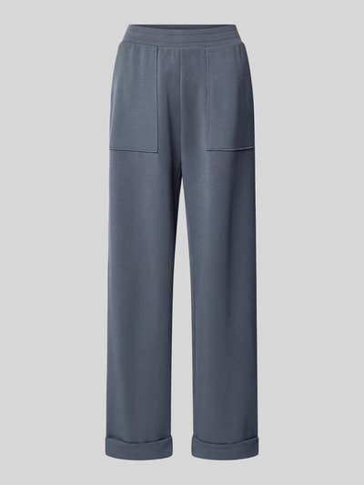 Produktfoto, Sweatpants mit Eingrifftaschen und Aufschlag von Christian Berg Woman aus Material-Mix mit Modal-Mix, Relaxed-Fit, blaugrau, glatte Textur.