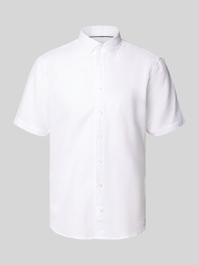 Jake*s Slim Fit Leinenhemd mit Knopfleiste Weiss 2