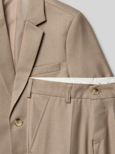 Produktfoto, Slim Fit Anzug mit Viskose-Anteil von Standar, beżowy materiał z wyrazistą fakturą, krój slim fit, kieszenie z patką, gładkie guziki