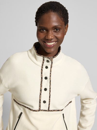 Marc Cain Sweatshirt met opstaande kraag Ecru - 3