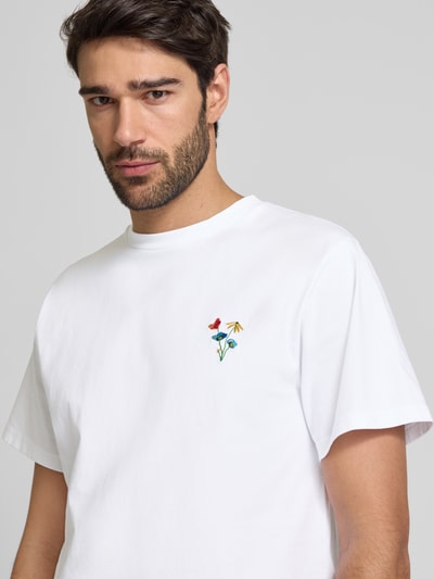 Forét T-Shirt mit Label-Stitching Weiss 3