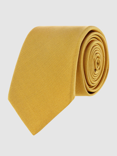 Blick Krawat z jedwabiu o jednolitym kolorze (7 cm) Żółty 1