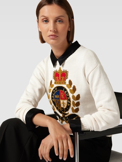 Lauren Ralph Lauren Strickpullover mit Label-Print Offwhite 3