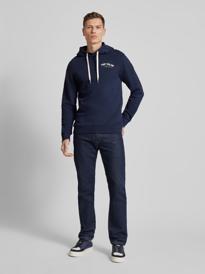 Tom Tailor Hoodie met labelprint Marineblauw - 1