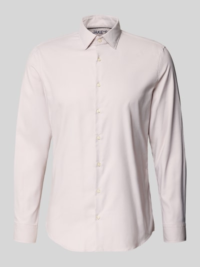 Produktfoto, Slim Fit Business-Hemd mit Kentkragen von Jake*s, einfarbig, Knopfleiste, Material-Mix mit Stretch-Anteil, glatte Struktur