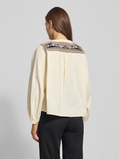 Bash Regular Fit Bluse mit floralem Stitching Modell 'Alec' Ecru 5