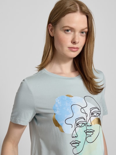 Vero Moda T-shirt o kroju comfort fit z mieszanki bawełny model ‘DIFACEY’ Trzcinowy 3