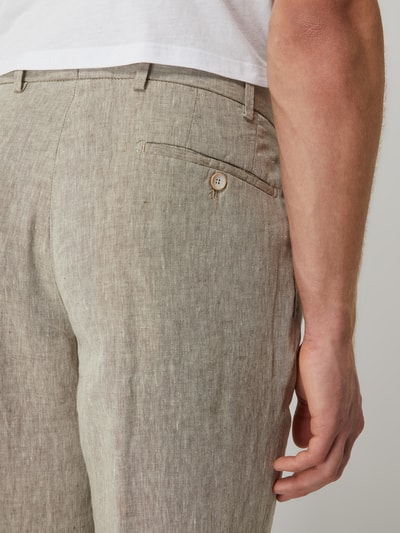 Hiltl Regular fit chino van linnen, model 'Pilo' Middenbruin - 3