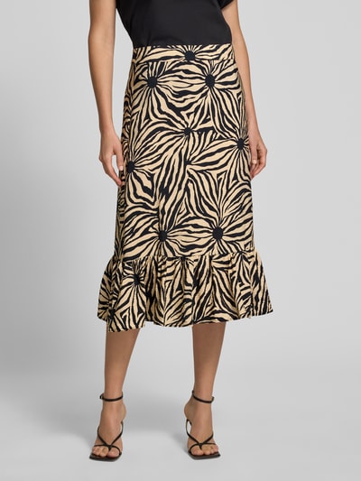 Christian Berg Woman Midirock aus Viskose-Mix mit floralem Allover-Print Black 4