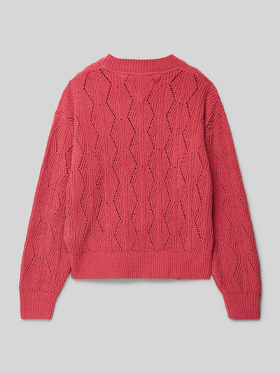 Tommy Hilfiger Teens Gebreide pullover met ronde hals, model 'CHENILLE' Felroze - 3