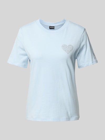 Pieces Regular Fit T-Shirt aus reiner Baumwolle Modell 'TARA' Hellblau 2