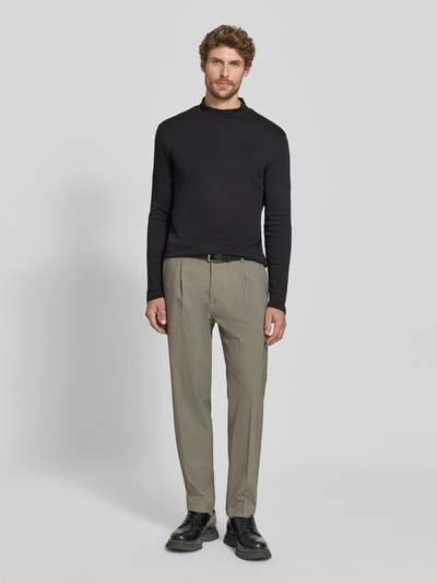 Christian Berg Men Regular Fit Longsleeve aus reiner Baumwolle mit Stehkragen Black 1