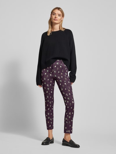 Marc Cain Stoffen broek met knoop- en ritssluiting Aubergine - 1