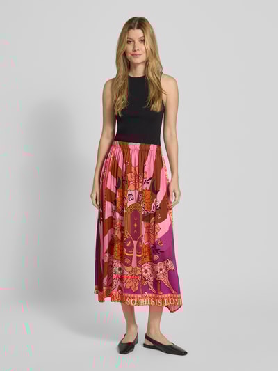 miss goodlife Midirock aus Viskose mit elastischem Bund Pink 1