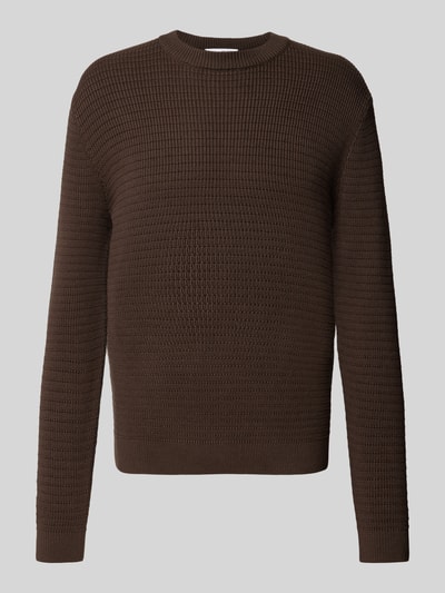 SELECTED HOMME Strickpullover mit gerippten Abschlüssen Mittelbraun 1